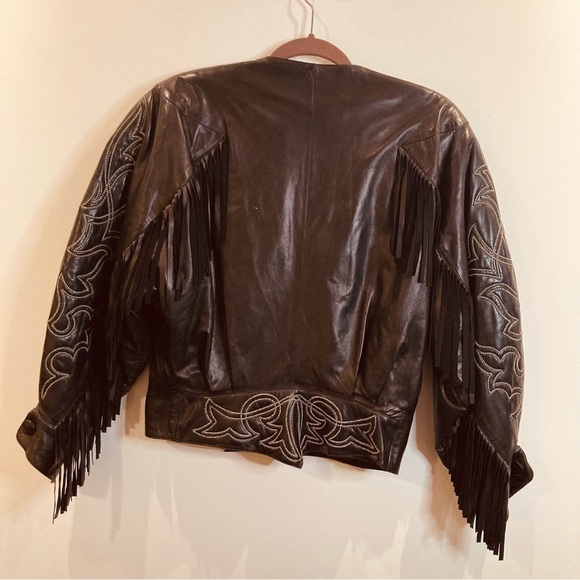 CLAUDE  MONTANA Sz 40 Fall/Winter 1984 Lambskin Leather Western Fringe Jacket - Picture 8 of 16